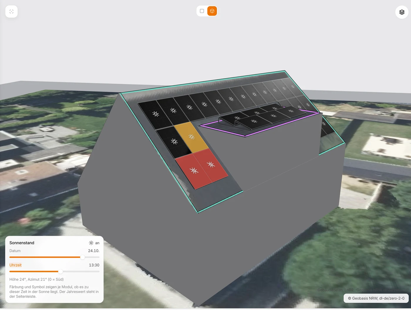 Belegtes Dach in 3D